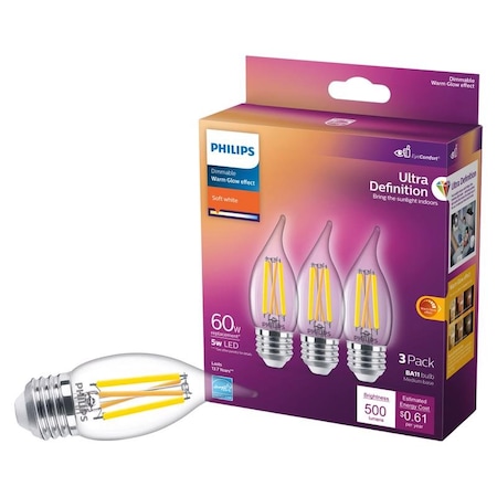 Philips Philips BA11 E26 (Medium) LED Bulb Soft White 60 Watt Equivalence 3 pk 566695